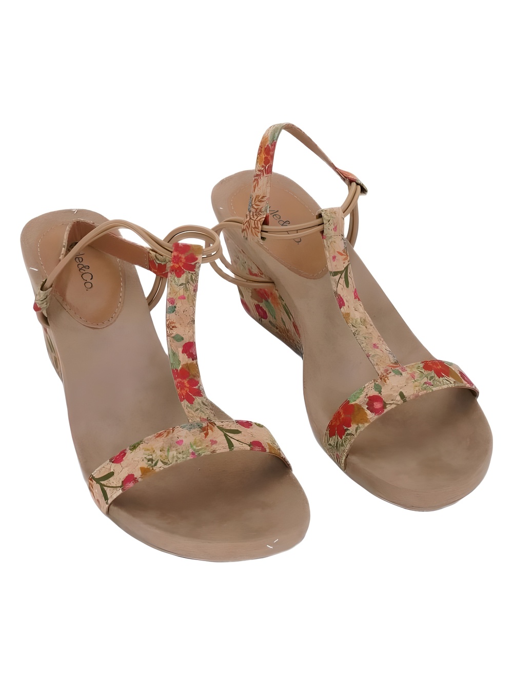 Style & Co. Mulan Red Floral T-Strap 2.5" Wedge Sandals Size 7M